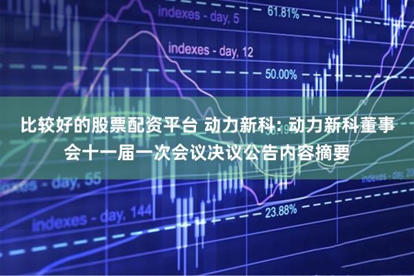 比较好的股票配资平台 动力新科: 动力新科董事会十一届一次会议决议公告内容摘要